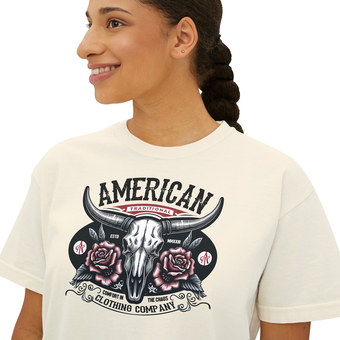 American Traditional "Bull by the Horns" Women's Boxy Tee