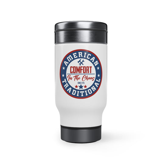 American Traditional "Blue Collar" Stainless Steel Travel Mug with Handle, 14oz